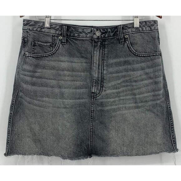 Abercrombie  Fitch Women Denim Skirt Size 32 Gray Cut Off Charcoal Wash Mid Rise - Picture 1 of 7